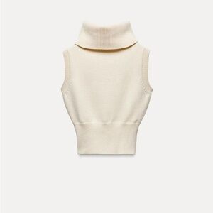 Zara Sleeveless High Collar Knit Sweater